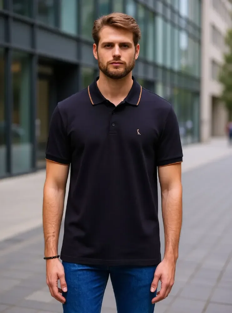Masculino Reserva Polo Enxuto Friso Unico Preto Liso P
