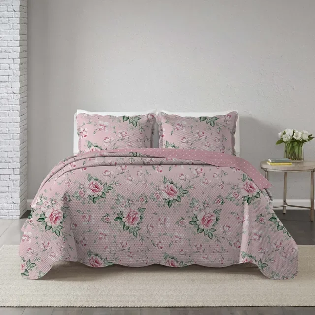 Kit Colcha Cobre Leito Queen 3 Peças Estampada