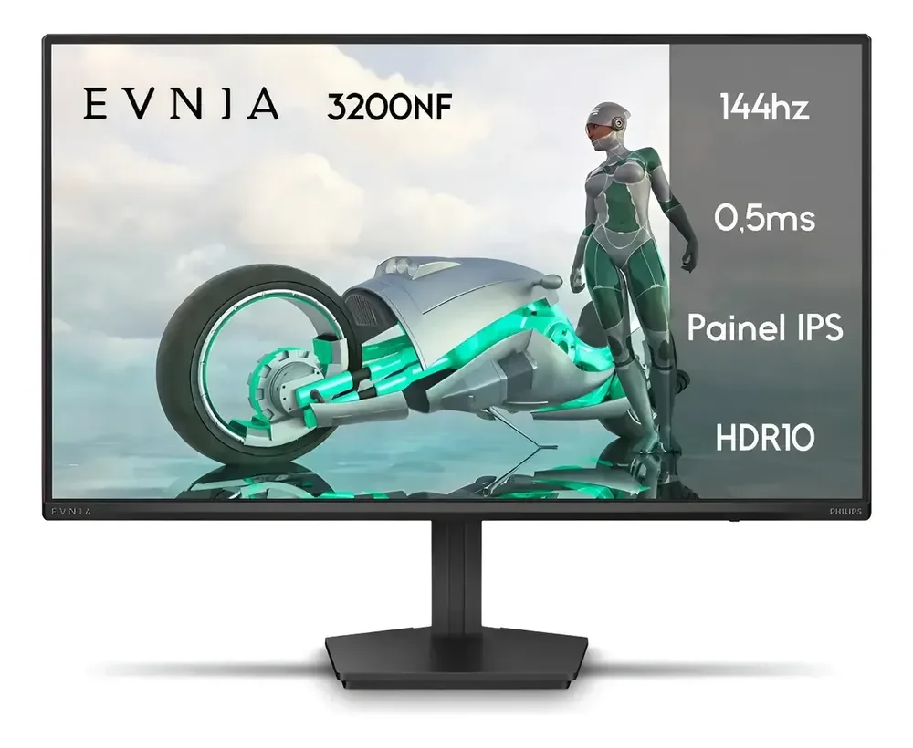 Monitor Gamer Phillips 24 Evnia Ips 144hz 0.5ms Wide Fullhd Preto 127/220v