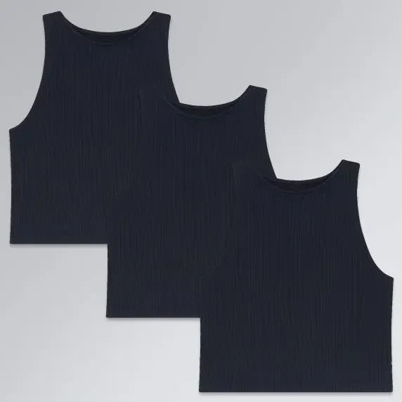 Kit 3 Regatas Insider Cropped In-form Seamless Preto U