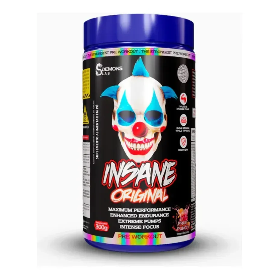 Suplemento Em Pó Insane Com Beta Alanina 300g Demons Lab Em Pote Sabor Fruit Punch Ponche De Frutas