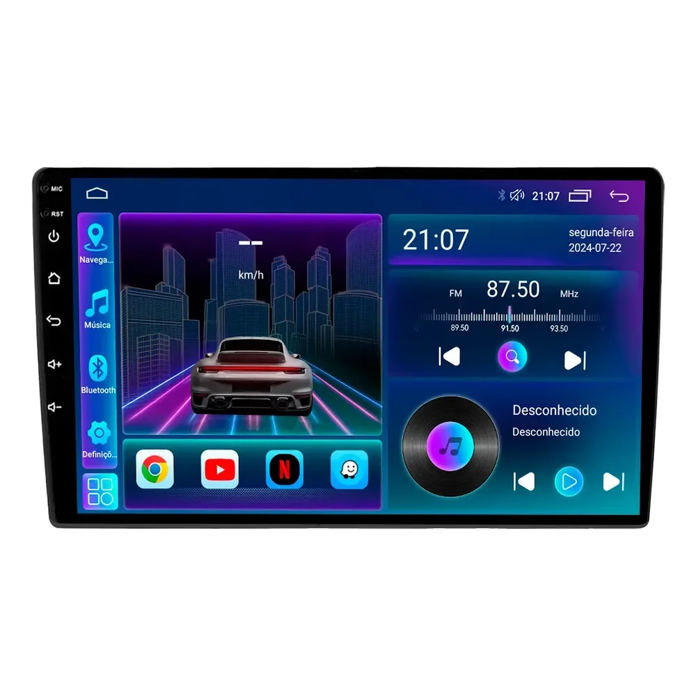 Multimidia Universal 9p Octacore Carplay 6gb 128gb Adak Preto