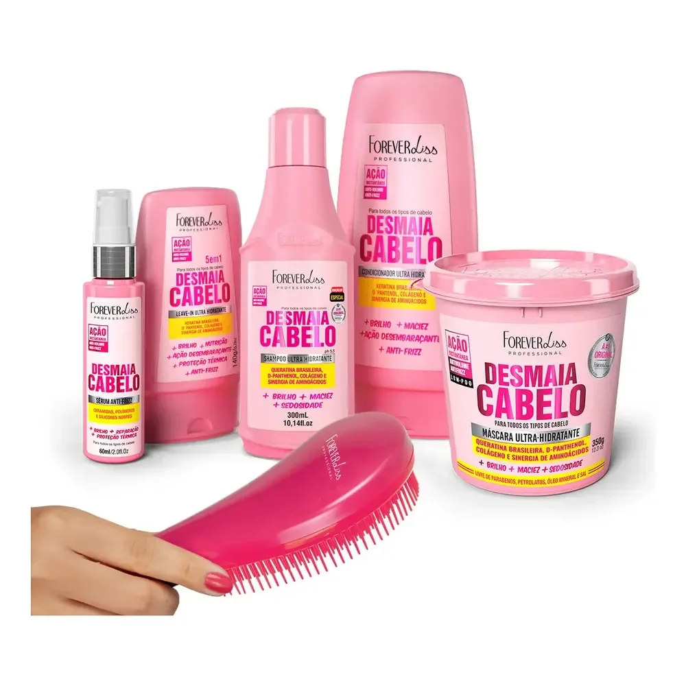 Kit Desmaia Cabelo Completo Forever Liss Escova Cabelo 1150 Ml