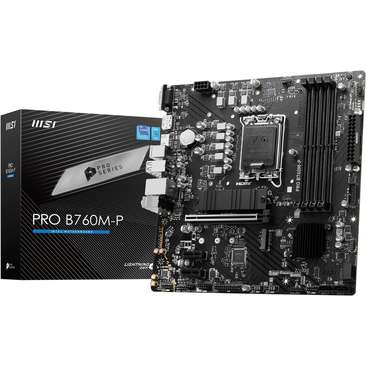 Placa Mãe MSI PRO B760M-P (LGA 1700/4xDDR5/HDMI/DP/VGA/M.2/USB 3.2)