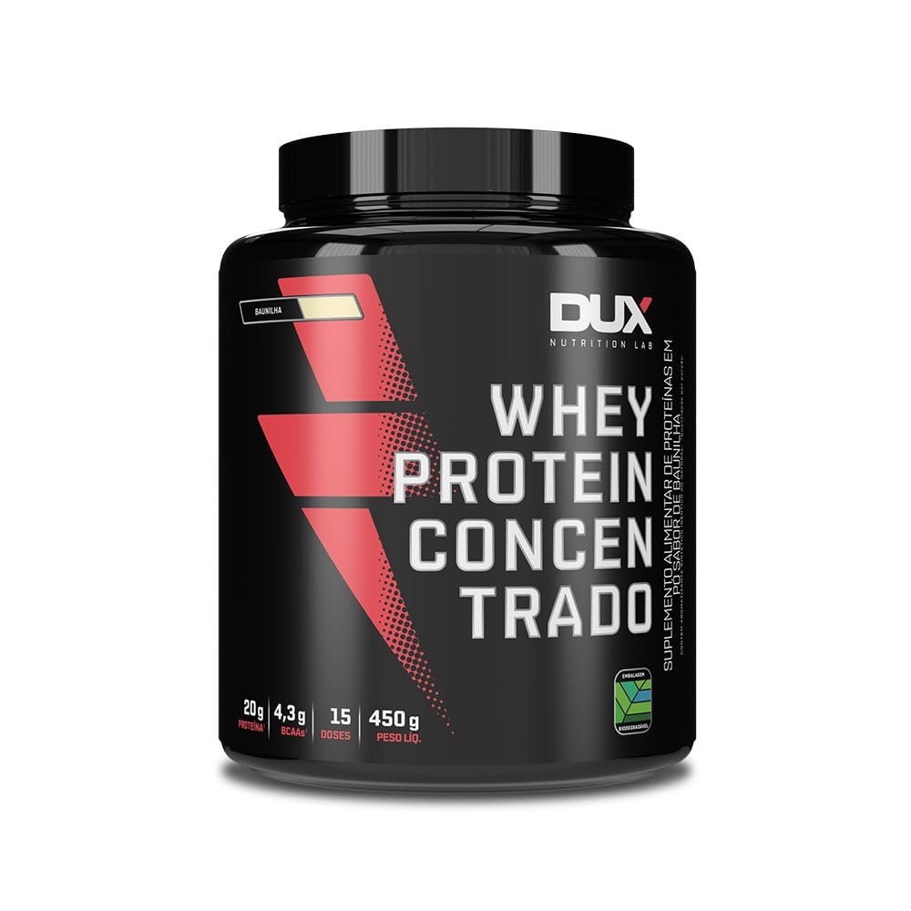 Whey Protein Concentrado Pote (450g), Baunilha, Dux Human Health
