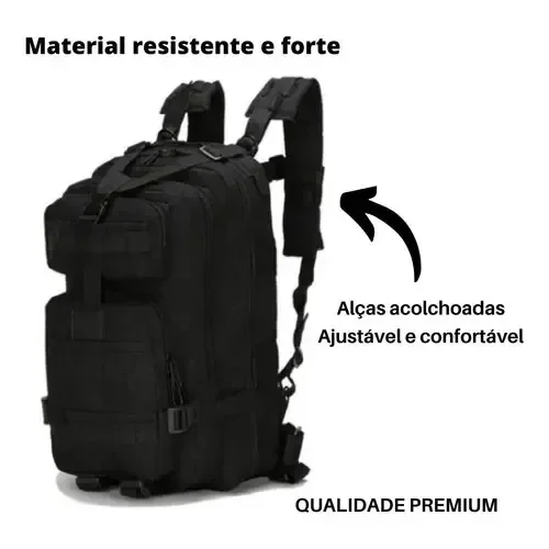 Mochila Tática Militar 30l Impermeável Reforçada Nylon Preta Preto