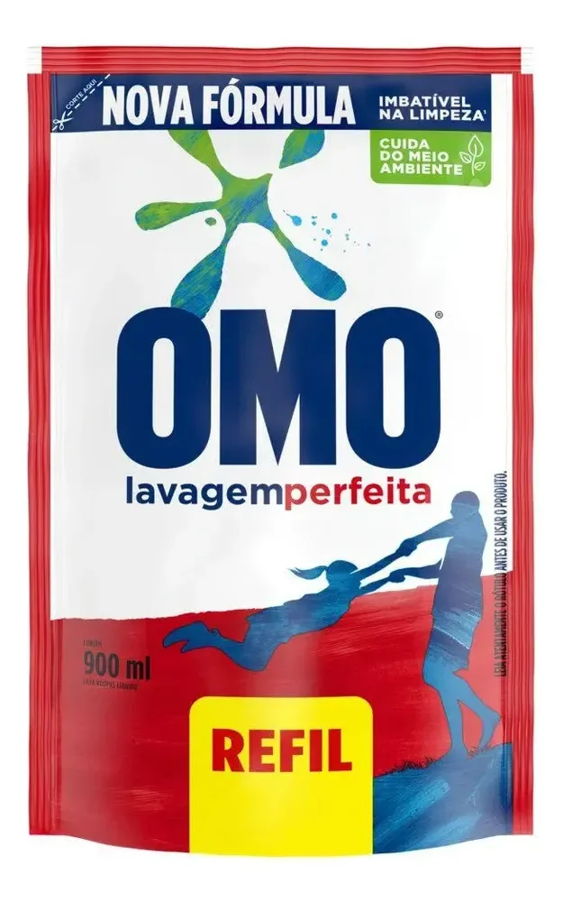 Sabão Líquido Omo Lavagem Perfeita 900ml Refil Econômico