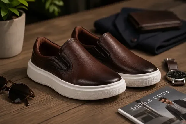 Tênis Slip On Iate Masculino Couro Confortável