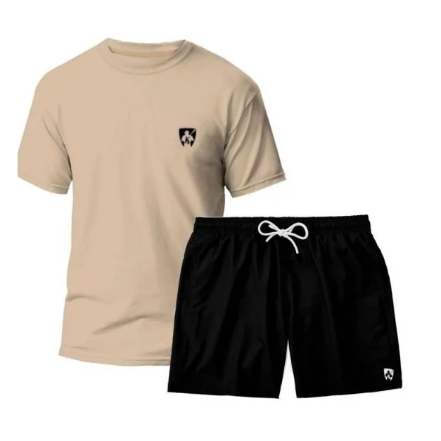 Kit Camiseta Algodão e Short Tactel Masculino promoção