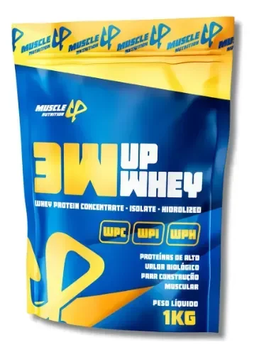 1kg Whey Protein 3w Muscle Up Concentrado Isolado Original Leitinho