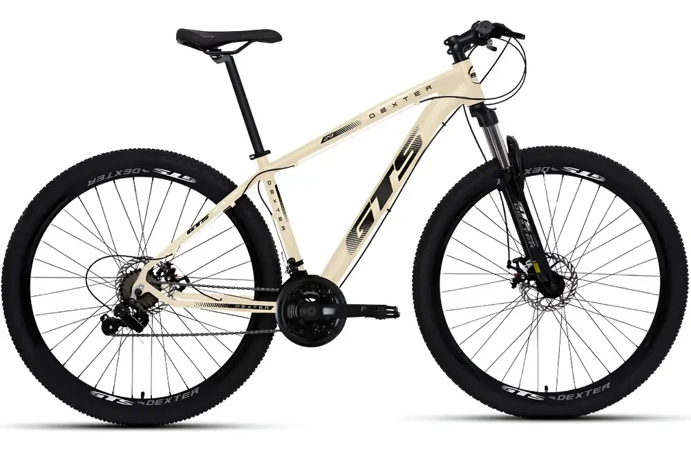 Bicicleta Aro 29 Gts Dexter 24 Marchas Freio A Disco Cor Bege Com Preto Tamanho Do Quadro 17