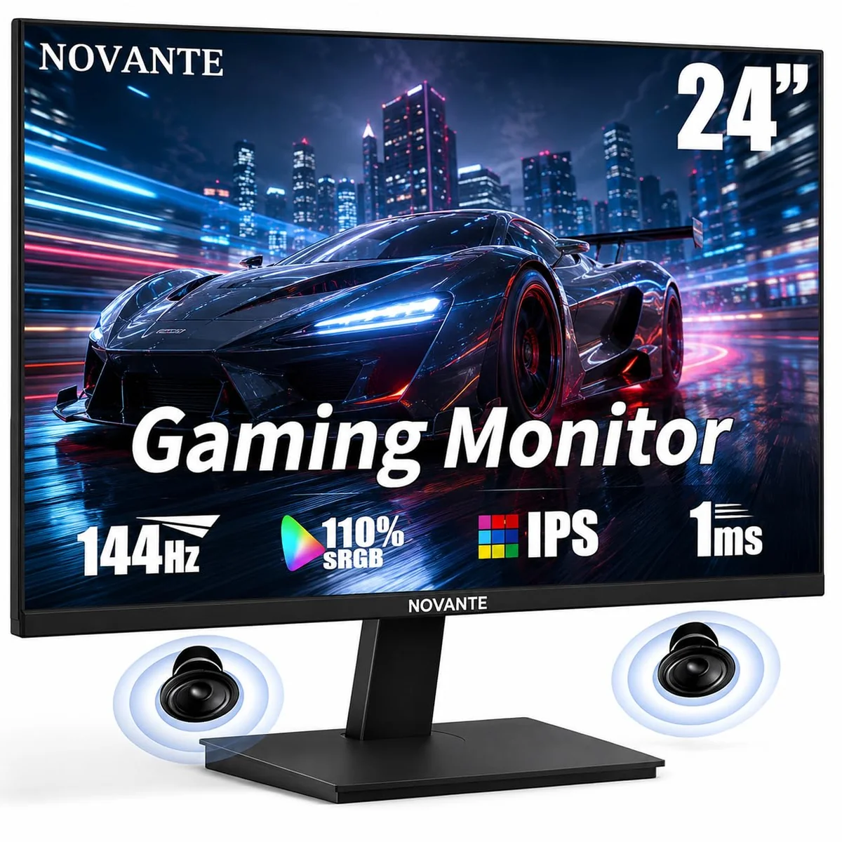 Monitor Gamer ips 24 Polegadas, Full HD, 144Hz, 1ms,sRGB 99%, 150cd/m², Alto-falantes embutidos,Entradas HDMI/DisplayPort/3.5mm,110-220V, Preto