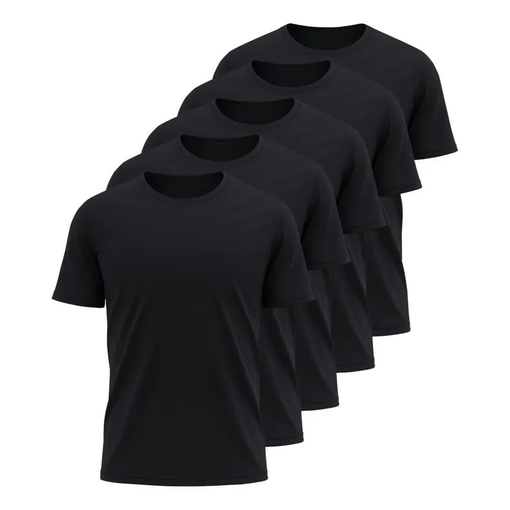 Kit 5 Camisetas Básicas Masculina Dry Fit Lisa Tradicional  Preto M