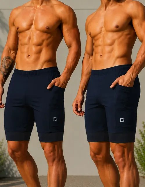 Bermuda Masculina De Corrida Com Bolsos  Kit 2 Peças