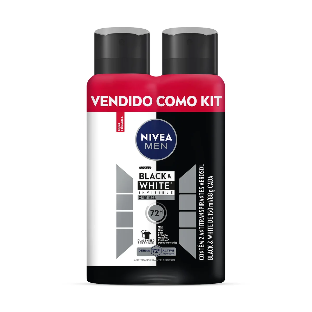 Kit NIVEA Desodorante Aerosol Men Black&White Invisible - 2 unidades