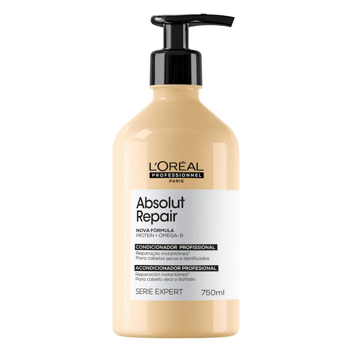 L'Oréal Professionnel Condicionador Absolut Repair, Tratamento Capilar com Proteína, Repara Danos e Promove Brilho, Com Quinoa & Proteínas, Para cabelos secos e danificados, 750ml