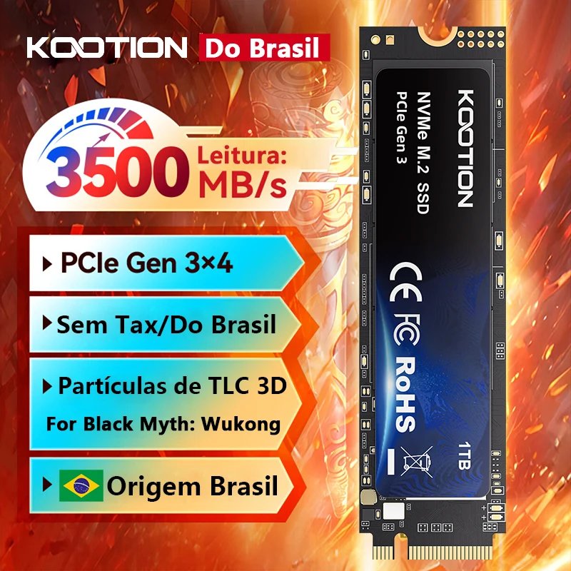 KOOTION SSD NVMe M.2 2280 2TB 1TB 512GB 256GB Disco rígido interno de estado sólido M2 SSD PCIe 3.0x4 Gen3 M2 SSD Drive para PC Jogo Laptop Desktop