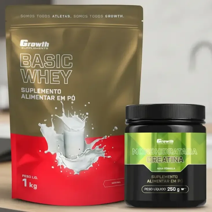 Kit Growth: Whey Protein Basic Natural 1kg + Creatina Monohidratada 250g