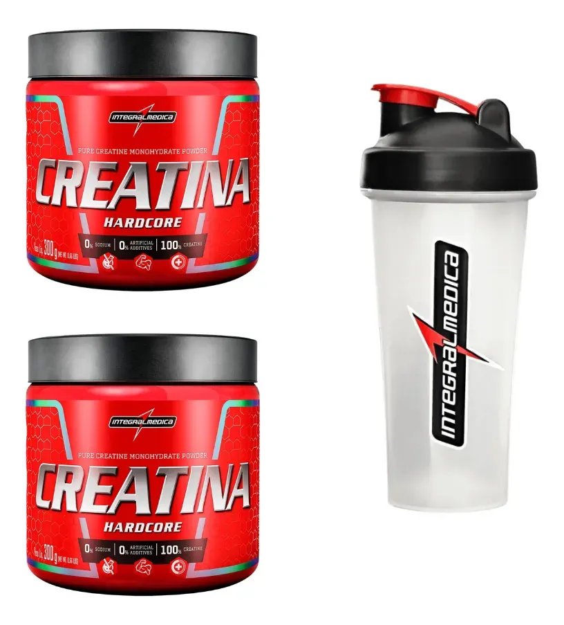 Kit 2 Creatina Integralmedica 300g + Coqueteleira 600ml Neutro