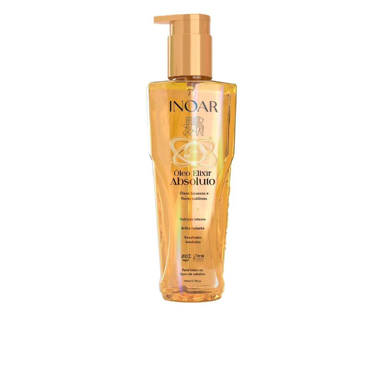 Inoar, Absoluto, Óleo Elixir Capilar, Brilho Radiante e Nutrição Intensa, Blend de Óleos Luxuosos, Para Todos os Tipos de Cabelo, 110ml