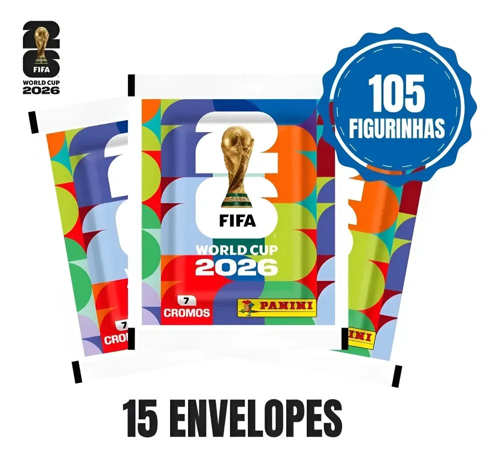 Kit 15 Envelopes Copa Do Mundo 2026 - 105 Figurinhas