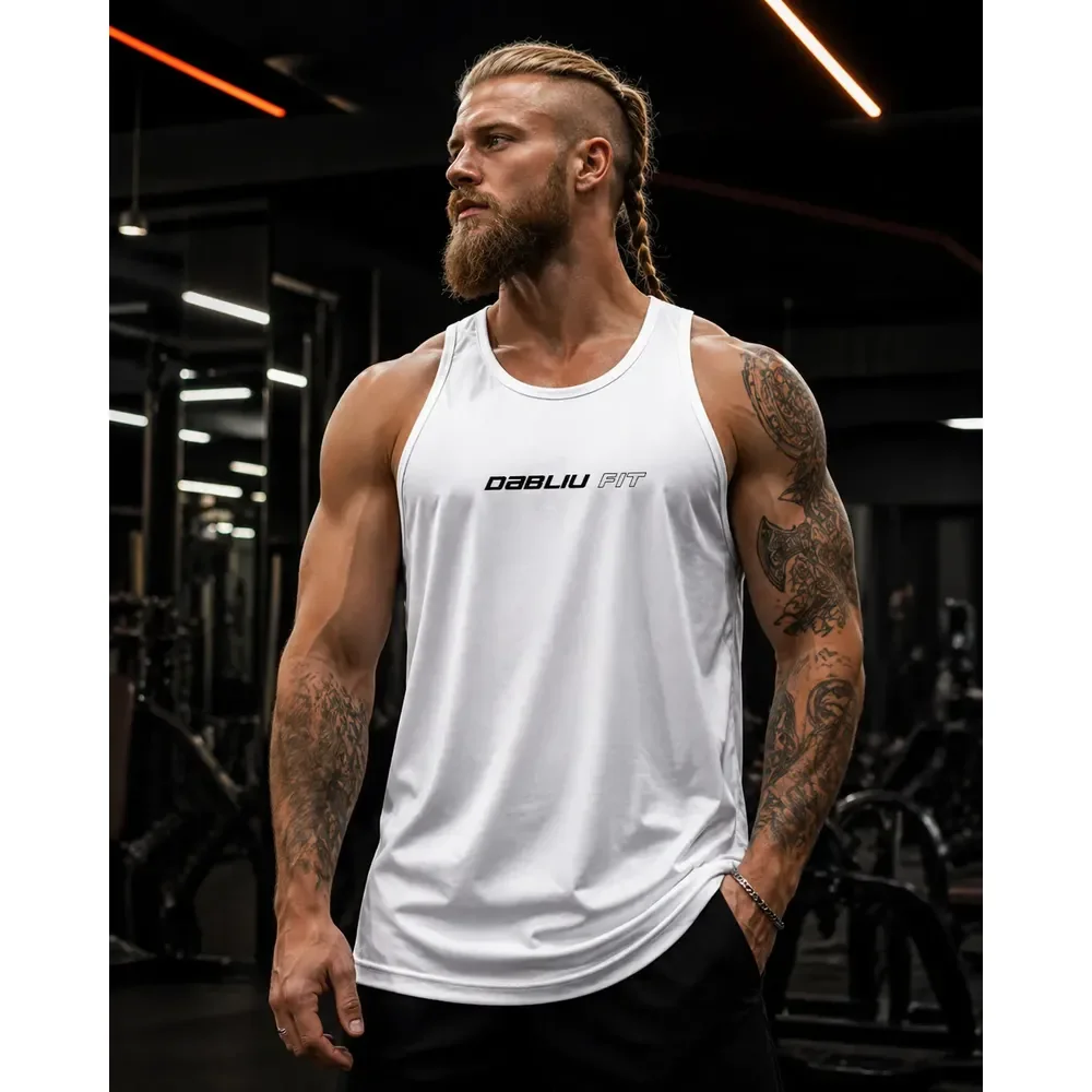 Camiseta Regata Dry Fit Corrida Treino Academia - Dabliu Fit Branco P