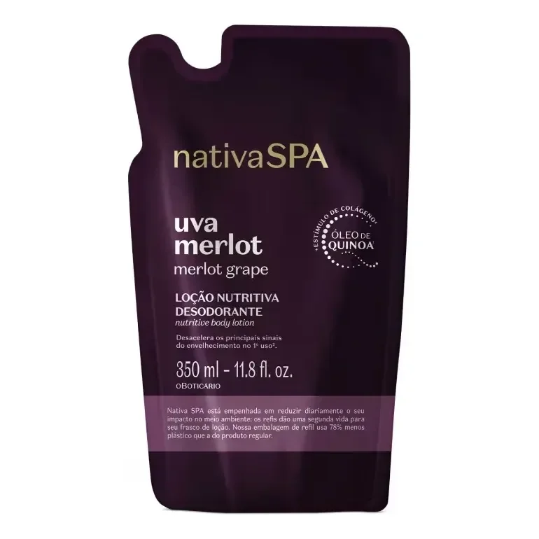 Refil Creme Hidratante Corporal Nativa Spa Boticário 350ml Uva Merlot
