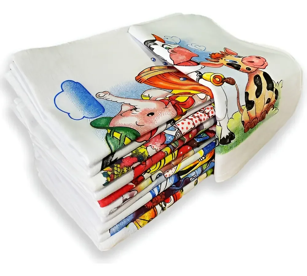 Kit 10 Panos de Prato Estampados 100% Algodão Cozinha 62x41cm
