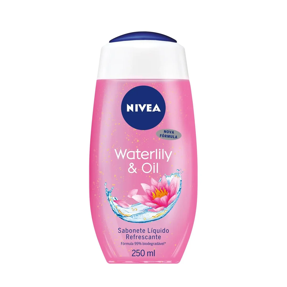 NIVEA Sabonete Líquido Waterlily & Oil 250ml, Limpeza Corporal, Pele Macia, Óleos e Vitaminas, Equilíbrio com o pH, Sensação Refrescante