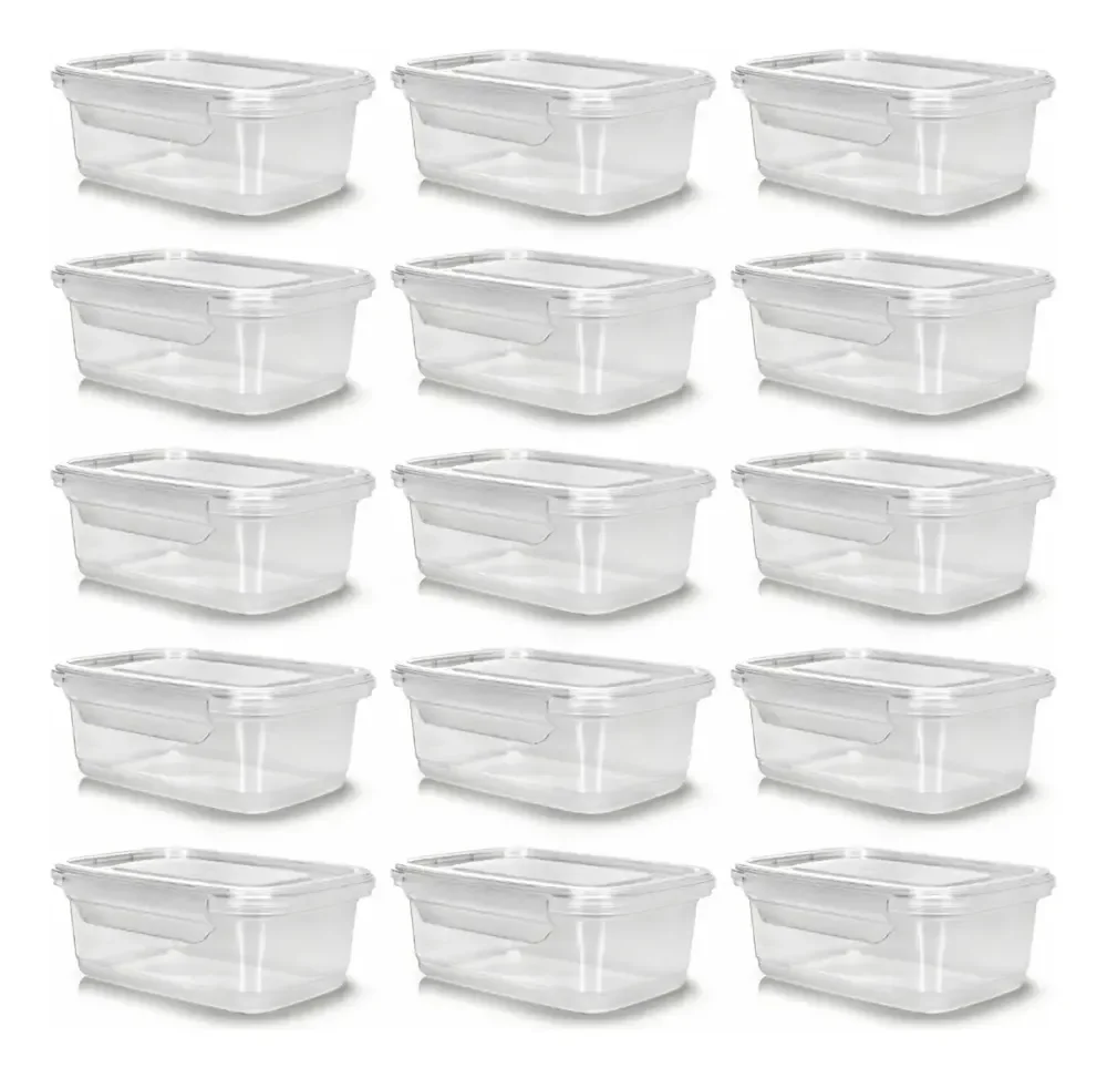 Kit 10 Potes 750ml Herméticos Travas Marmita Reutilizável Transparente
