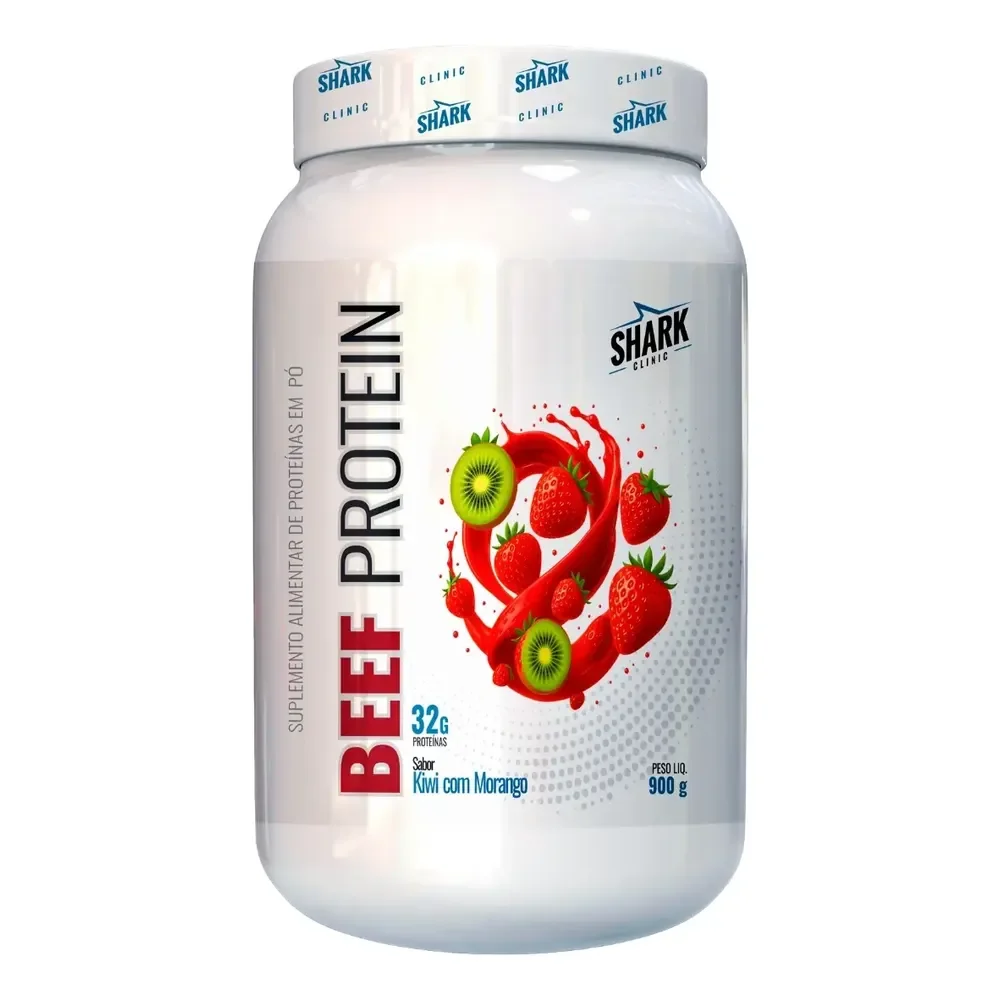 Suplemento Carne Bovina Beef Lactose 900g Morango C/kiwi Shark Pro Morango Com Kiwi