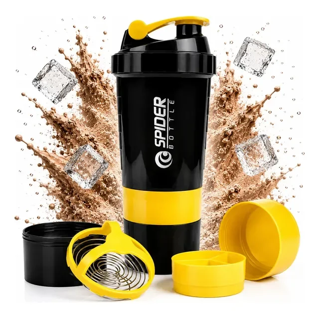 Coqueteleira Shake Academia C/ Compartimentos P/ Suplementos