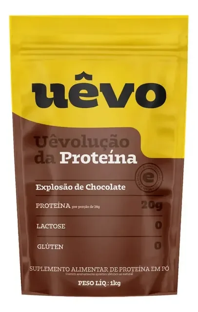 Proteína Em Pó Uêvo Sabor Chocolate 1kg Refil Explosão De Chocolate