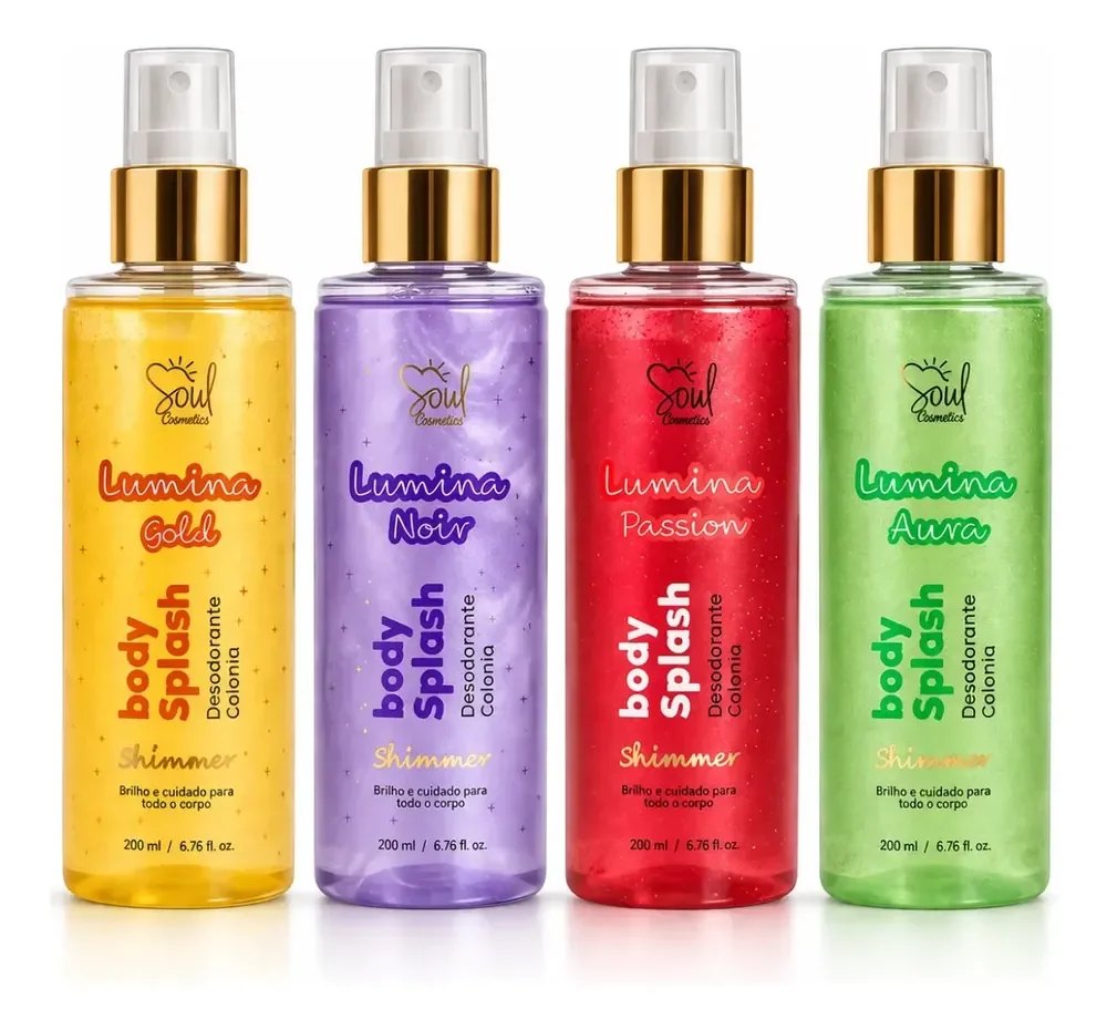 Kit 4 Body Splash Feminino Alta Projeção 200ml- Shimmer Luxo
