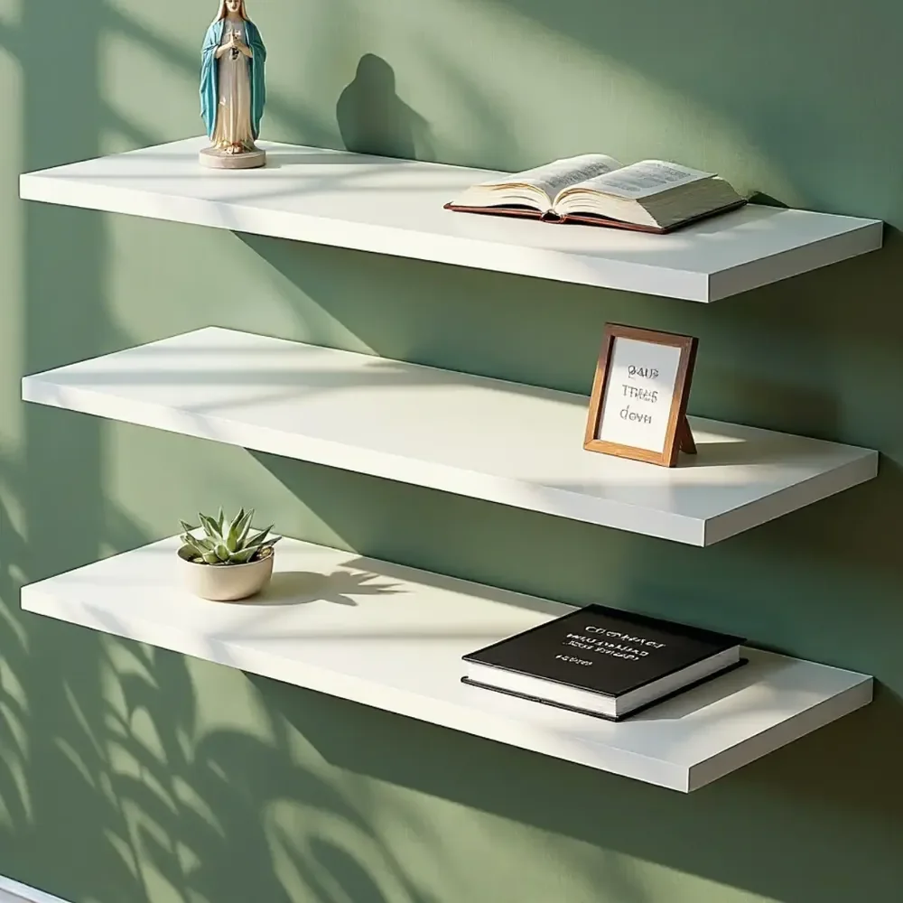 Prateleira Flutuante 60x20cm 15mm Suporte Invisível Kit 03un Branco