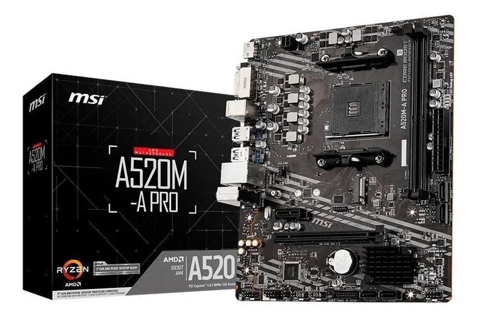 Placa-mãe Msi A520m-a Pro Amd Am4 Matx Ddr4 Preto Preto