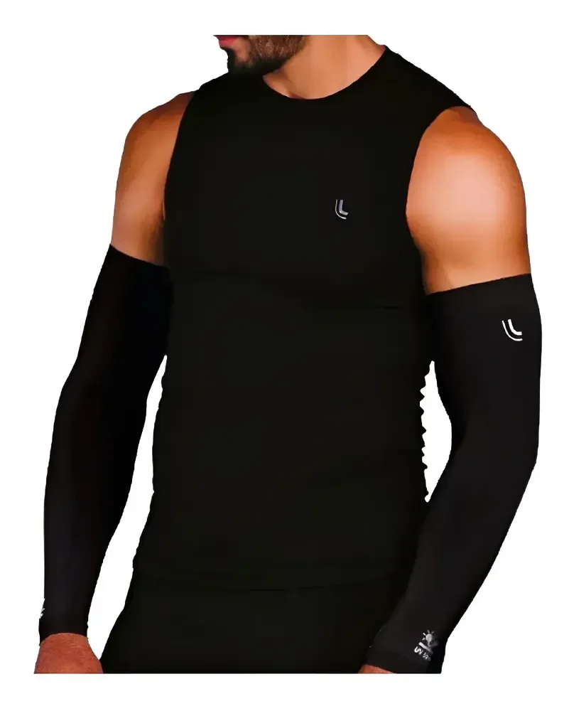 Manguito Unissex Proteção De Braço Para O Sol Lupo Sport Uv Cor Preto Tamanho G