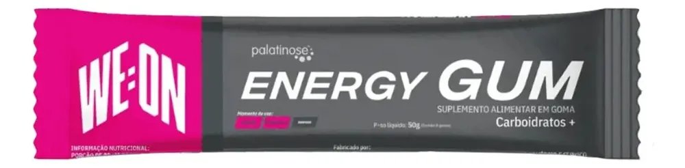 Energy Gum Goma Carbo We:On Suplemento Esportivo Sabor Framboesa com Palatinose Carbo Carboidrato