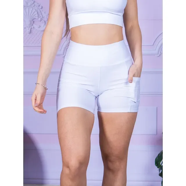 Shorts Academia Feminino Modelador Com Bolso Zero Transparen