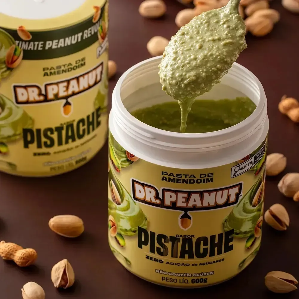 Pasta de Amendoim Dr. Peanut com Whey Gourmet, Zero Lactose, 600g de Pistache