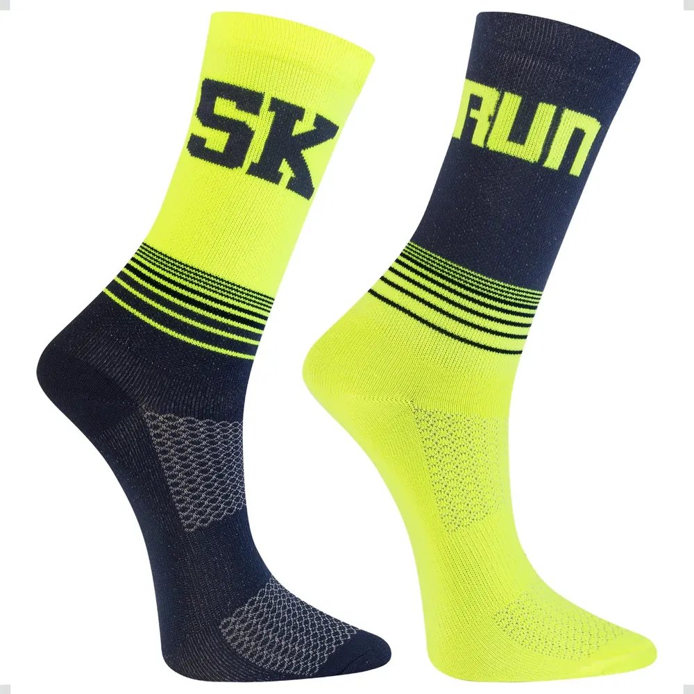 Kit 2 Pares Meia Poliamida Run Cano Alto Corrida Anti Bolhas Neon E Preto 40-44