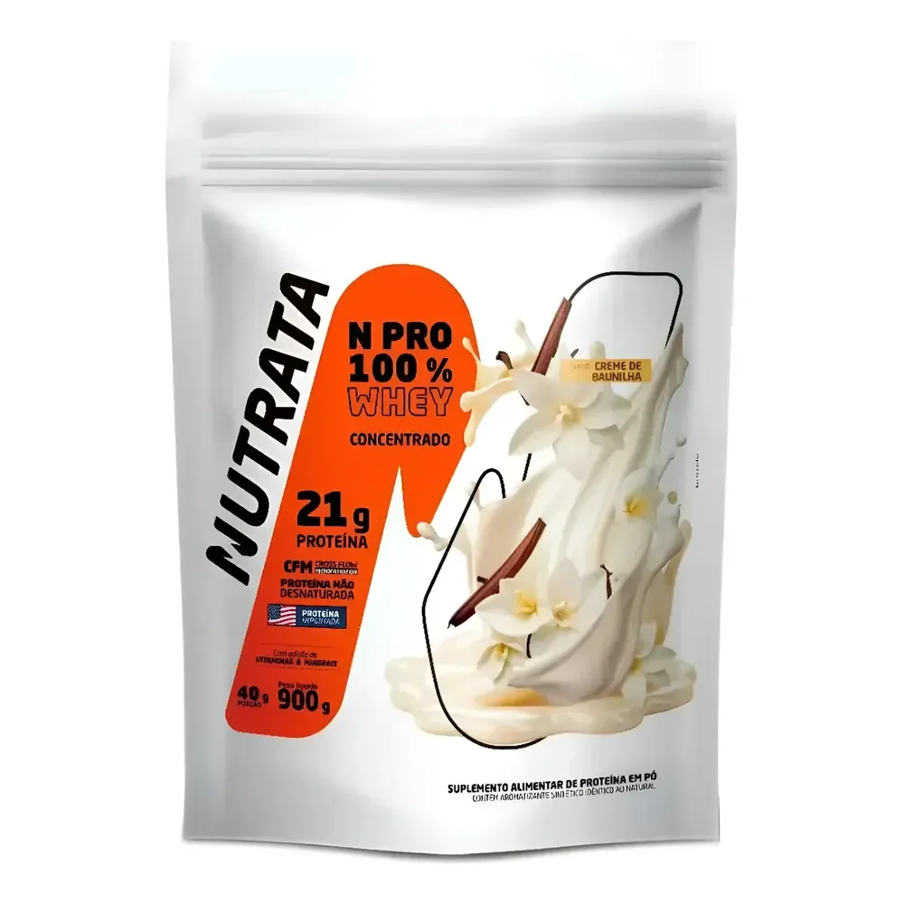 Whey Npro 100% Concentrado Baunilha Nutrata 900g Baunilha