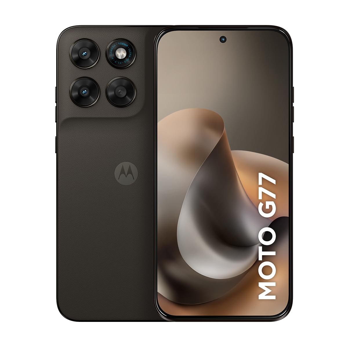 Smartphone Motorola Moto G77 5g - 256GB 24GB (8GB RAM + 16GB RAM Boost) camera 108MP Ultra-Pixel, tela 1.5k extreme Amoled 120hz, ultrarresistente - Marrom