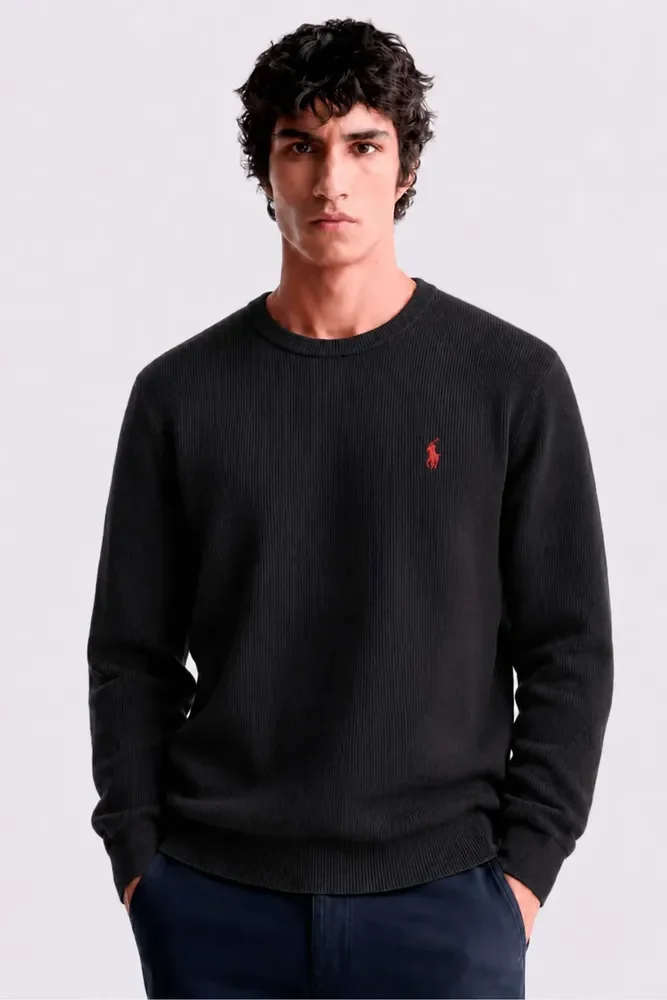 Suéter Masculino Gola Careca Cardigam Blusa Inverno Basica Preto G