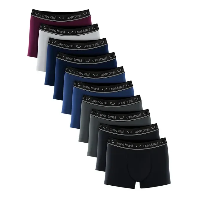 Kit Com 10 Cuecas Boxer Algodão Adulto Usee Brasil