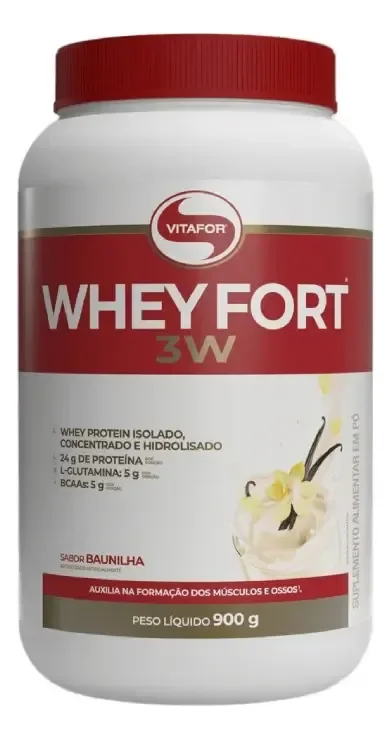 suplemento alimentar Whey Fort 3W Baunilha 900g Vitafor