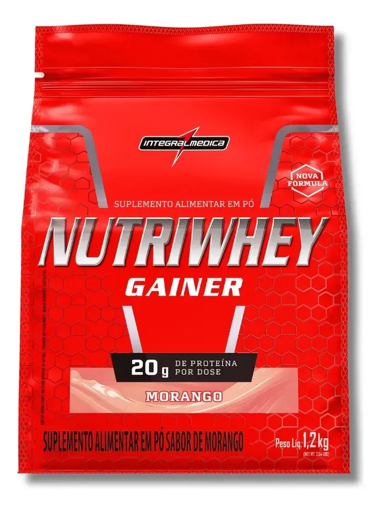 Nutri Whey Gainer 1,2kg - Nova Fórmula - Integralmédica Morango