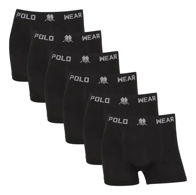 Kit 6 Cuecas Boxer Polo Wear Microfibra Sem Costura Original