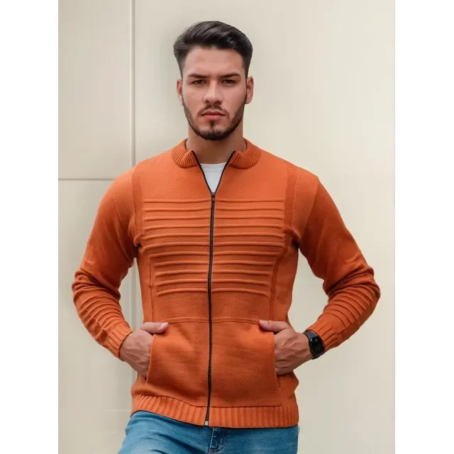 Jaqueta Bomber Masculina Gola Alta Blusa Trico Ziper Premium