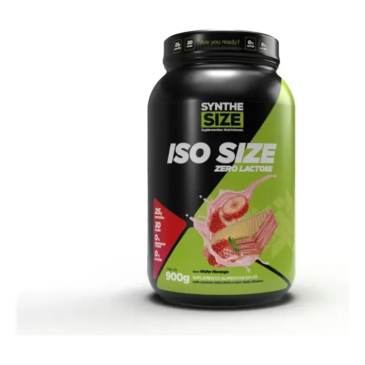 Iso Size Zero Lactose 900g Whey Isolado - Synthesize Sabor Wafer Morango Wafer De Morango
